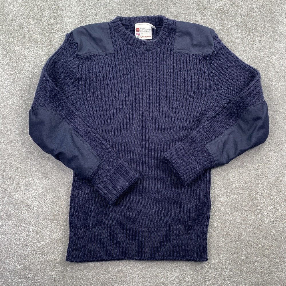 Brigade Quartermasters Men's Wool Crew Neck Pullover Sweater Size XL Navy Blue